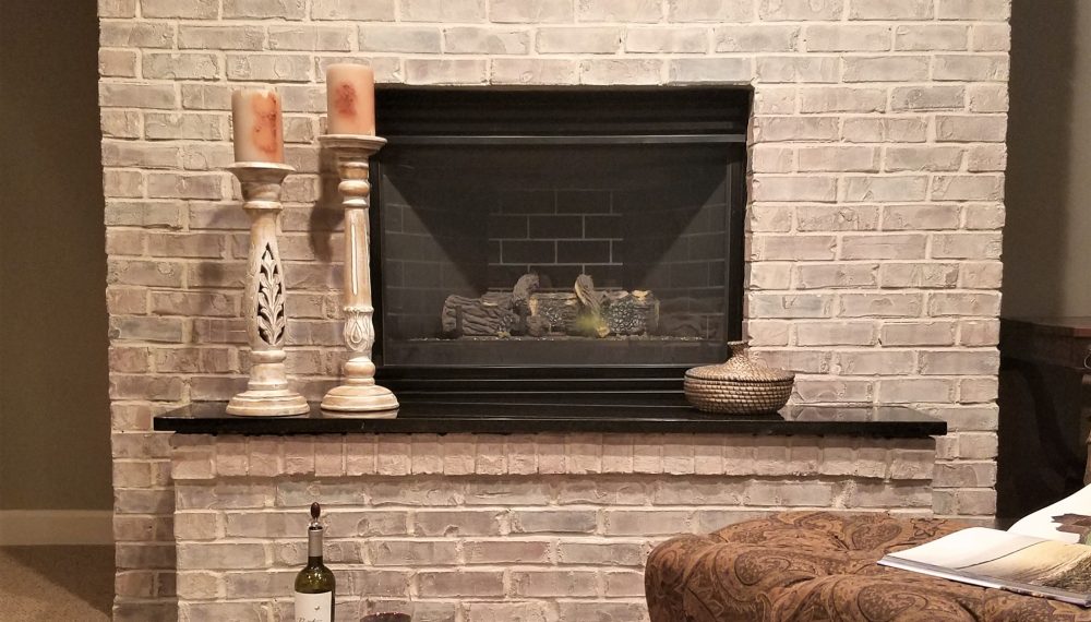 how to whitewash a brick or stone fireplace