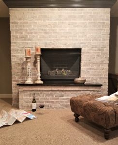 how to whitewash a brick or stone fireplace