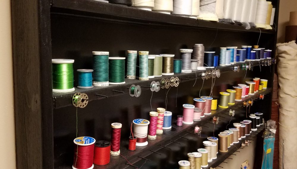 how to make a DIY thread storage rack