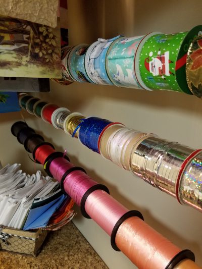 DIY ribbon and gift bag organizer