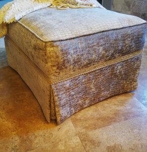 how to reupholster an ottoman with piping