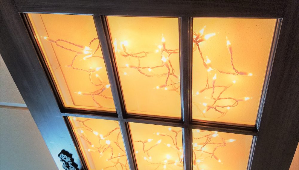 Amazing repurposed old door ceiling light fixture